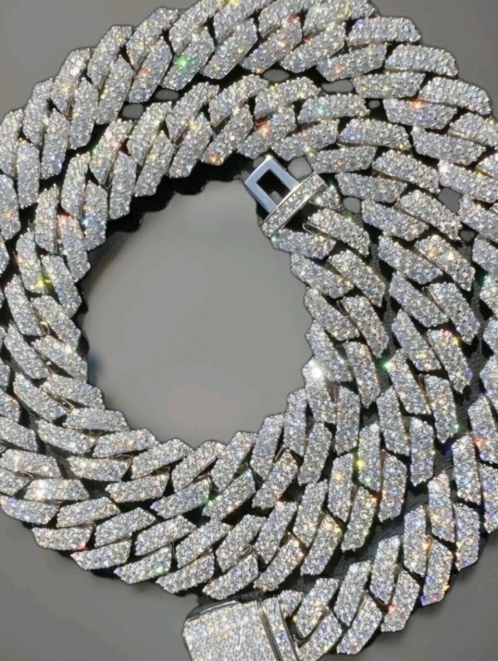 Iced Out 16 CT MOISSANITE Cuban Link Prong Chain Necklace 12mm / 24" Long